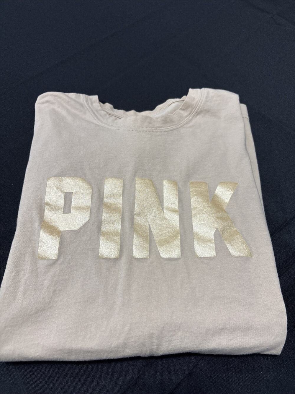 PINK By Victoria’s Secret, Size Medium Tan, Long Sleeve Cotton T-Shirt